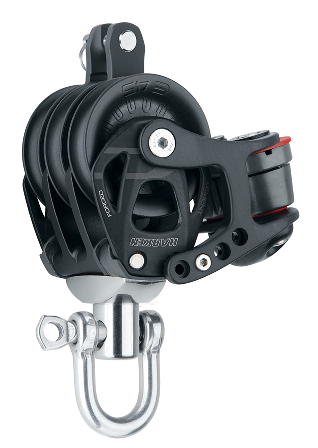 Harken Element Block 45 mm dreifach mit Klemme und Hundsfott