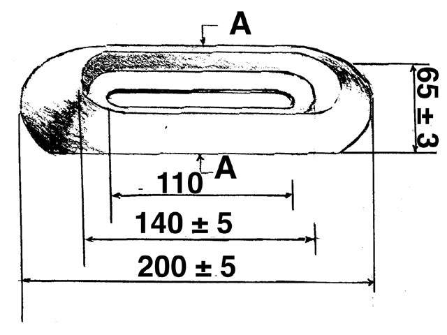 Rumpf-Anode aufschraubar Magnesium 200x65x35mm